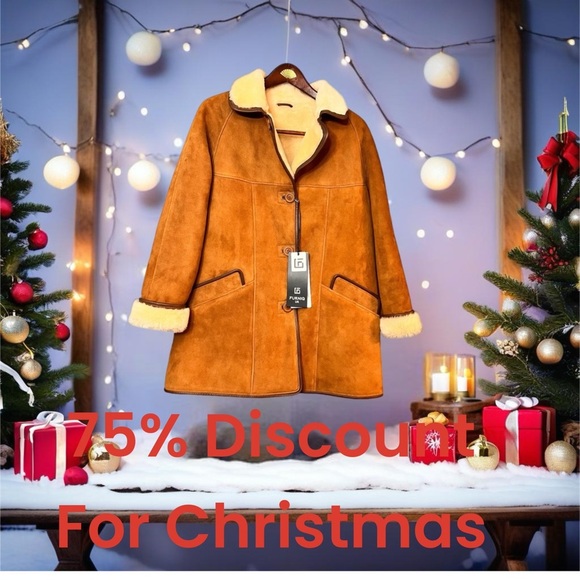 FURNIQ Jackets & Blazers - UK Washed Tan Shearling Sheepskin Jacket, Luxury Leather Women's Jacket